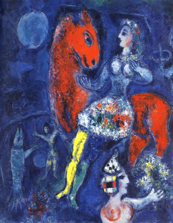 Horsewoman on Red Horse painting - Marc Chagall Horsewoman on Red Horse art painting